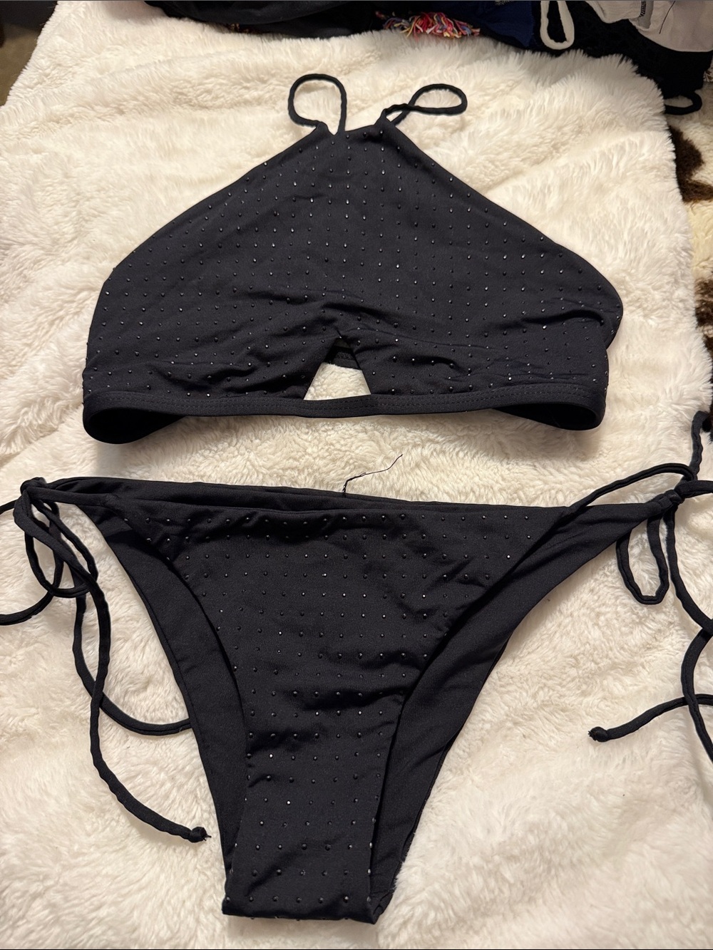 Tavik Black Strappy Bikini Top with Subtle Embellishments